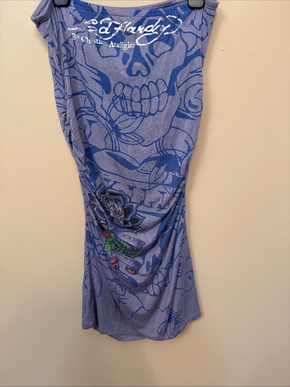 Ed Hardy Light Blue Strapless Graphic Dress - Picture 9 of 10
